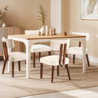 MOJAY Dining Chairs Set of 4, Mid Century Modern Kitchen Chair Linen Fabric Side Chairs with Curved Backrest for Kitchen, Dining Room, Restaurant, or Patio, Off-White