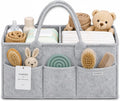 SHAROM Essential Baby Caddy for Newborns. Spacious, Sturdy & Portable Diaper and Nappy Caddy for Newborn Essentials, Nursery Storage Basket & Organiser for Baby Shower Gifts (Grey)