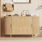 SEDETA 2 Drawer File Cabinet, 39.4" Filing Cabinet for Home Office, fit Legal/Letter/A4 Size, Modern Fluted Filing Cabinets with 2 Sliding Door Storage, Printer Stand, Natural