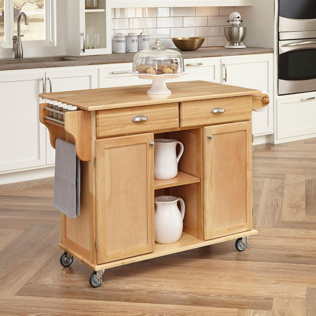 Homestyles General Line Natural Wood Mobile Kitchen Cart