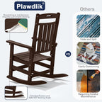 Plawdlik Oversized Outdoor Rocking Chair Set of 2- All-Weather Resistant,HDPE Heavy Duty Patio Rockers with High Back - Perfect for Porch,Garden,Coffee