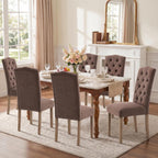 Tufted Upholstered Parsons Dining Chair Set Fabric Diner Accent Stylish Modern Kitchen Living Room with Button Sturdy Solid Wood Legs, 4-Pack