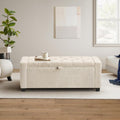 GRAINELL 42.13” Storage Ottoman Bench, Upholstered Tufted Bedroom Bench with Storage, End of Bed Storage Bench for Living Room & Entryway, 350 lb Capacity, Linen Beige