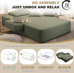 60.2" Oversized Chaise Lounge Chair, Boneless Corduroy Cloud Couch, Deep Seat Convertible Sofa Bed with 3 Pillows, Wide Armrests, Side Pocket, No Assembly (Green)