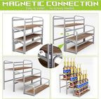 3-Tier Coffee Syrup Rack for Countertop, Large Capacity 12-Bottles Syrup Stand with Wood Shelf & Metal Frame for Coffee Bar, Premium Grey Coffee Organizer Station/Wine Rack for Kitchen Storage