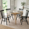AreShark Windsor Dining Chairs Set of 4, Farmhouse Wooden Dining Room Chairs, Solid Wood Kitchen Chairs with Spindle Back, Black