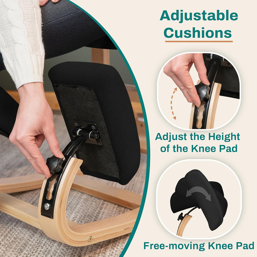NYPOT Ergonomic Kneeling Chair with Adjustable Seats - Knee Chair for Posture Correction & Kneel Rocking Stool for Desk - Back Pain Relief and Support for Home and Office