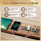 Huuger 118 Inch Sofa Table with Power Outlets and USB-C Ports, 5.9 Inch Narrow Entryway Table, Behind Couch Table with Storage, Extra-Long Console Table, Living Room, Rusitc Brown