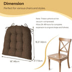 Chair Cushions for Dining Chairs Set of 4 Durable D-Shaped Seat Cushions with Non-Slip Backing Secure Ties Thick Cozy Seat Pad for Kitchen Dining Room Office(18x16.5x3in Coffee)