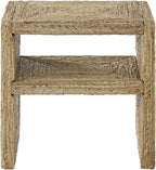 Crosley Furniture Marella Handwoven Banana Leaf End Table, Rattan Side Tables, Banana Leaf
