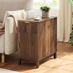 Yoobure End Table with Charging Station - Narrow Side Table for Living Room, Fluted Night Stand with Drawer and Storage Cabinet, Wood Nightstand with Adjustable Shelf for Bedroom Small Spaces