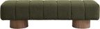 Merax 64" Upholstered Boucle Dining Bench Entryway End of Bed Ottoman Bench for Living Room Bedroom Dining Room, Wood Leg, Bear 300 LBS, No-Assembly (Green)