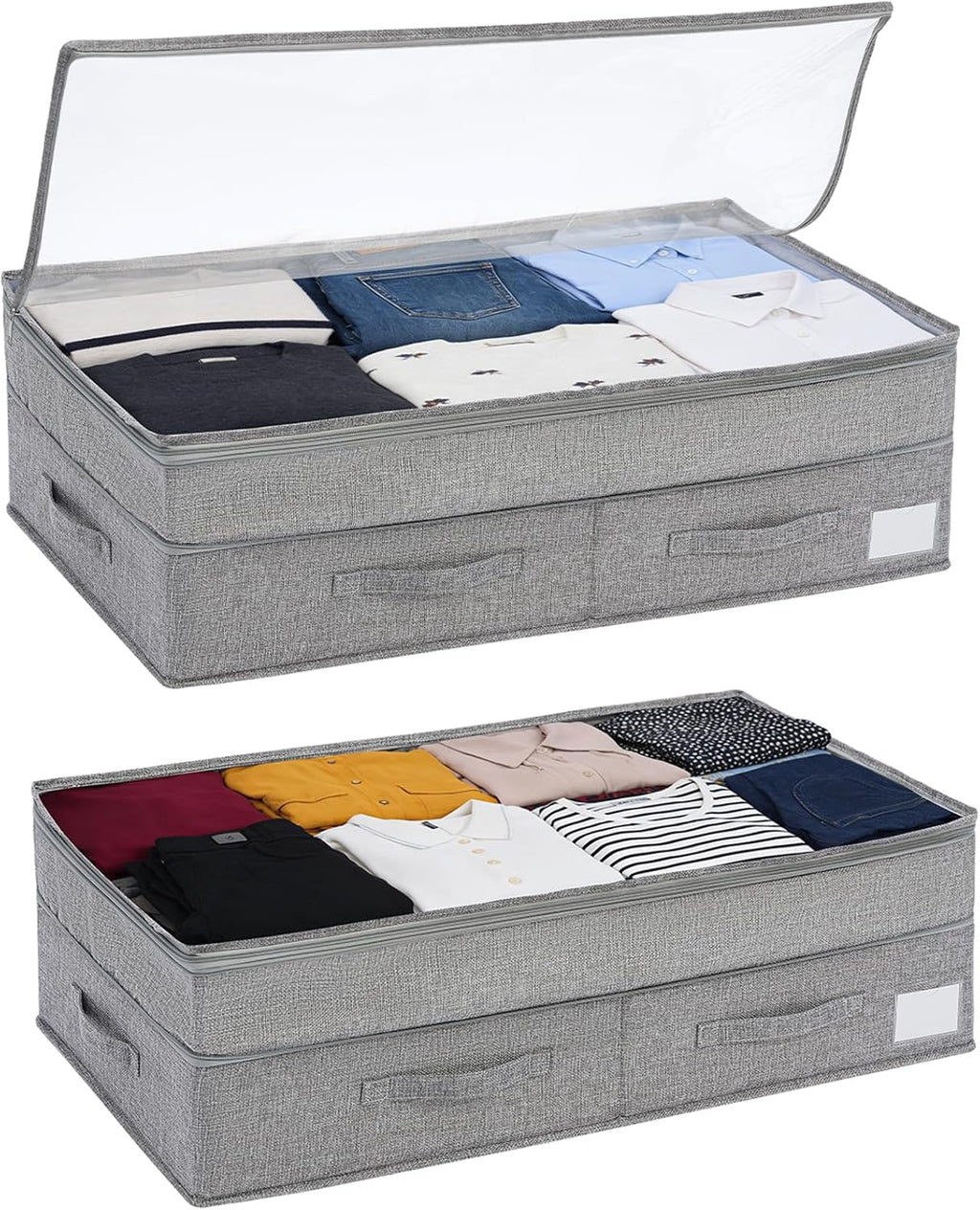 Under Bed Storage Containers with Lids, Foldable Underbed Organizer with Handles, Large Closet Storage Bins for Clothes, Blankets, Shoes, Bedroom Organization (2 Pack)