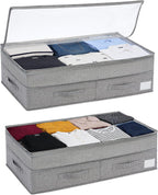 Under Bed Storage Containers with Lids, Foldable Underbed Organizer with Handles, Large Closet Storage Bins for Clothes, Blankets, Shoes, Bedroom Organization (2 Pack)