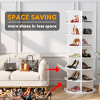 SpaceAid 7 Tier Rotating Shoe Rack Tower, Spinning Shoe Display Lazy Susan, Revolving 360 Shoe Rack Storage Round Carousel, Vertical Handbag Rotate Shoes Closet Organization (7-Tier White)