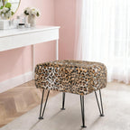 Home Soft Things Cheetah Vanity Chair 17" x 17" x 17" Square Footrest Upholstered Mink Fabric Decor for Living Room End of Bed Entryway or Bedroom Sitting Stool with Storage Need Assemble