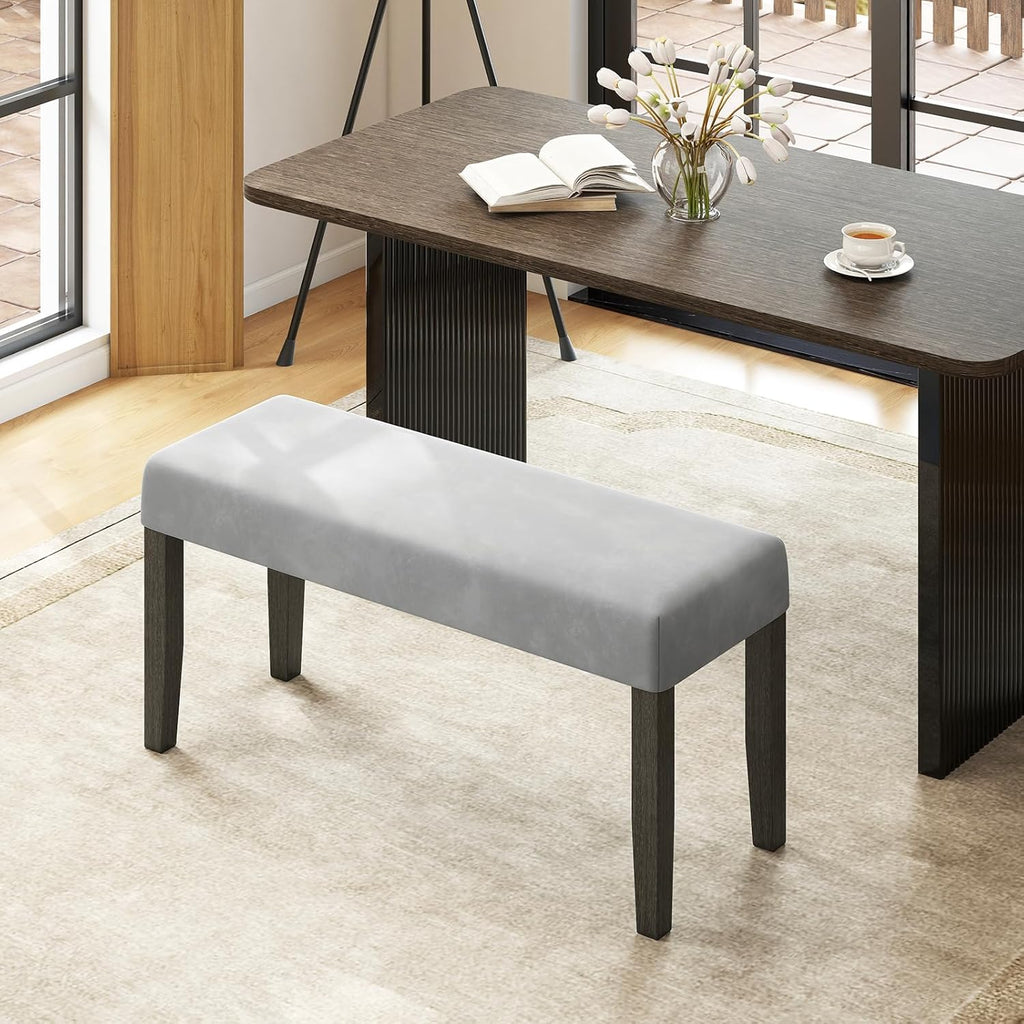Giantex 42" Upholstered Dining Bench with Velvet Padded Seat, Rubber Wood Legs, 800 Lbs Capacity, Entryway Bench for Bedroom End of Bed, Dining Room, Hallway, Living Room, Kitchen (Grey, 1-Pack)