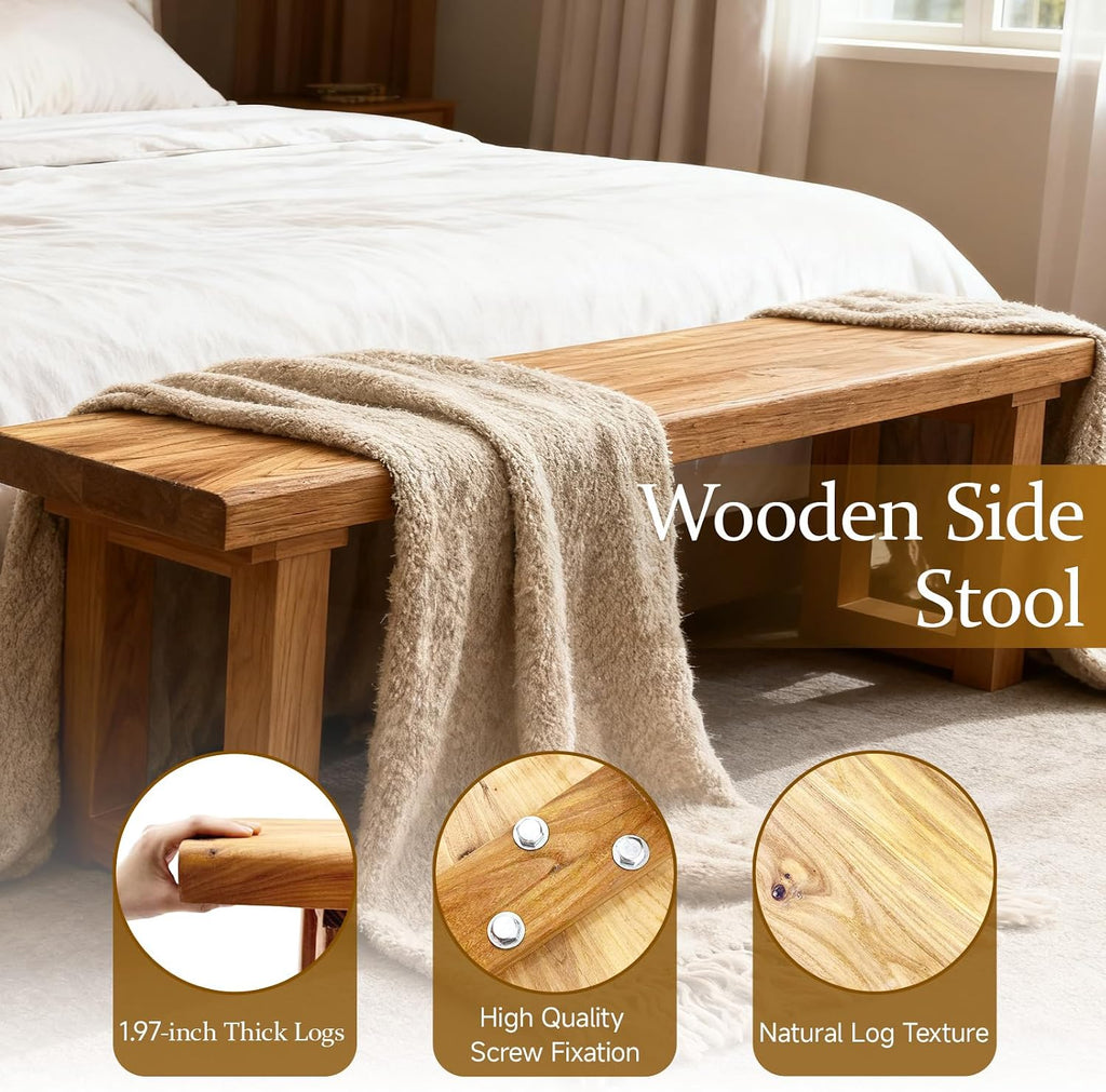 Wooden Narrow Entryway Bench Indoor Skinny Thin Noodle Bench for End of Bed Farmhouse Mudroom,Bedside,Dinette Table,Noodle Slim Bench (39.3" W x 17.7" H x 10" D)