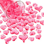 Bememo 168 Pieces Valentine's Day 3D Acrylic Heart Gems Crystal for Table Scatter Decorations Heart Shaped Vase Filler for DIY Crafts Rhinestones Valentine's Wedding Supplies (Pink)