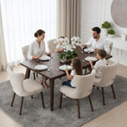 Wooden Dining Chairs Set of 4, Farmhouse Dining Room Chairs with Solid Wood Legs, Mid Century Fabric Kitchen Chairs, Upholstered Chair for Restaurant & Cafe- Beige