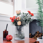 Glass Vase - Fluted, Ribbed, Decorative for Centerpieces, Modern for Living Room, Table, Entryway, Desk, Shelf, Wedding, Office - 7.5 Inches