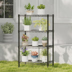 DUMOS 4-Tier Metal Wire Storage Shelves, Adjustable Standing Storage Rack Shelf, Heavy Duty Steel Shelving Unit Organizers for Kitchen Bathroom Pantry Garage, 23.3" Wx13.4 Dx47 H, Black