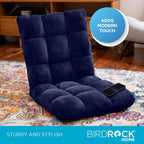 BIRDROCK HOME Adjustable 14-Position Memory Foam Floor Chair – Foldable Video Gaming Chair with Comfy Seat, Thick Cushion and Back Support for Gaming, Reading or Meditation (Blue)