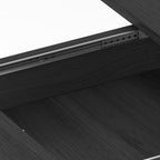 WILLIAMSPACE 70.86" Oval Extendable Dining Table with Striped Legs for 6 to 8, Modern Wooden Kitchen Table with Extension Leaves, Mid Century Dining Room Table, Easy Assemble (55.11"-70.86", Black)