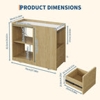 End Table with Charging Station, Mobile Side Table with Drawer, 3-Level Adjustable Shelf, 2 AC Outlets, Lockable Wheels, Nightstand for Living Room, Bed Room, Kitchen