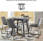 Signature Design by Ashley Centiar Faux Leather Dining Chairs, Set of 2 | Mid century modern bucket seat, Sturdy black metal frame sled base with floor glides, Easy to clean wipeable upholstery