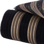 Deco Poly Mesh 10.25" Fine Weave Metallic and Jute for Wreaths, Crafts, and Holiday Decorations (Black, Gold, 10.25" x 10 Yards)