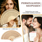 Personalized Wedding Fans for Guests, Custom Wooden Folding Hand Fans, Engraved Name Date, Bulk Wedding Favors Gifts