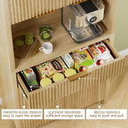 Modern Black Kitchen Pantry Cabinet/Water Ripple Food Cabinet (Wood Color)
