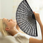 Sewroro Black Lace Folding Fan, Spanish Victorian Hand Fan, Bamboo Lace Foldable for Summer Wedding Party Favor And Fancy Dress