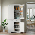 72 Inch Food Pantry Cabinet, Modern White Wood Kitchen Storage Cabinet with Door Shelves & Drawer, Freestanding Cupboard for Dining Room, Living Room, Apartments