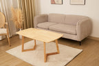 Mid-Century Modern Rectangular Coffee Table, Solid Wood Small Coffee Table with Unique Z-Shaped Legs, Minimalist Natural Wood End Table for Living Room, Apartment, Small Space, Easy Assembly