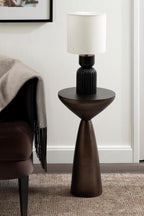 Kate and Laurel Steeves Modern Sophisticated Metal Side Table, 13 x 13 x 23, Bronze, Contemporary Pedestal End Table with Unique Sculptural Design for Use as Bedroom Nightstand
