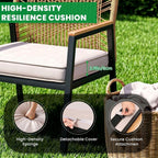 LIFERUN 8-Piece Patio Armchairs Set, Wide Outdoor Rattan Chairs (22in Seat Width) with Ergonomic Curved Backrest, 3.15in Thick Cushions, WPC Armrest, for Balcony, Backyard, Terrace, Beige