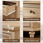 Joaxswe 24" Wide Farmhouse Night Stand Set of 2,Large End Table with 3 Drawers & Metal Handle,Wood Dresser for Bedroom,Bed Side Table Chest of Drawers Cabinet,Natural Nightstand for Living Room,Closet