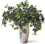 Juxdp 33" Artificial Blueberry Stems for Vase - 4 Pcs Lifelike Faux Blueberries Fruit Branch, Fake Flower Picks for DIY Bouquet, Table Centerpiece, Kitchen, Shower, Home Decoration (Blue)