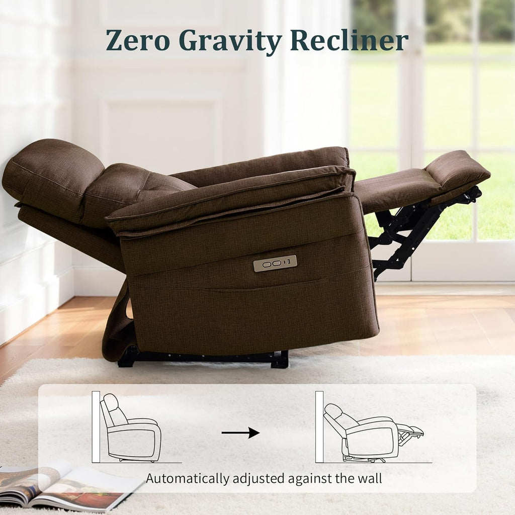 Korser Power Zero Gravity Recliner Chairs for Adults, Wall Hugger RV Recliner with USB & Type-C Charging Ports, Electric Power Recliner Chair for Living Room Home, Theater Seating, Bedroom