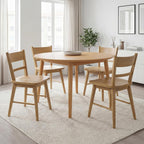 CIMOTA Oak Dining Chairs Set of 4, Farmhouse Wood Dining Chairs Ladder Back Kitchen Chairs, Windsor Dining Chairs for Kitchen and Dining Room, Oak