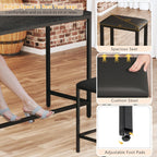 HUAHUU Bar Table and Chairs Set for 2-4, 63'' Convertible L-Shaped Kitchen Table with Power Outlets, 3 Piece Counter Height Small Dining Table with 2 Stools, Space Saving, Breakfast Nook Corner, Black