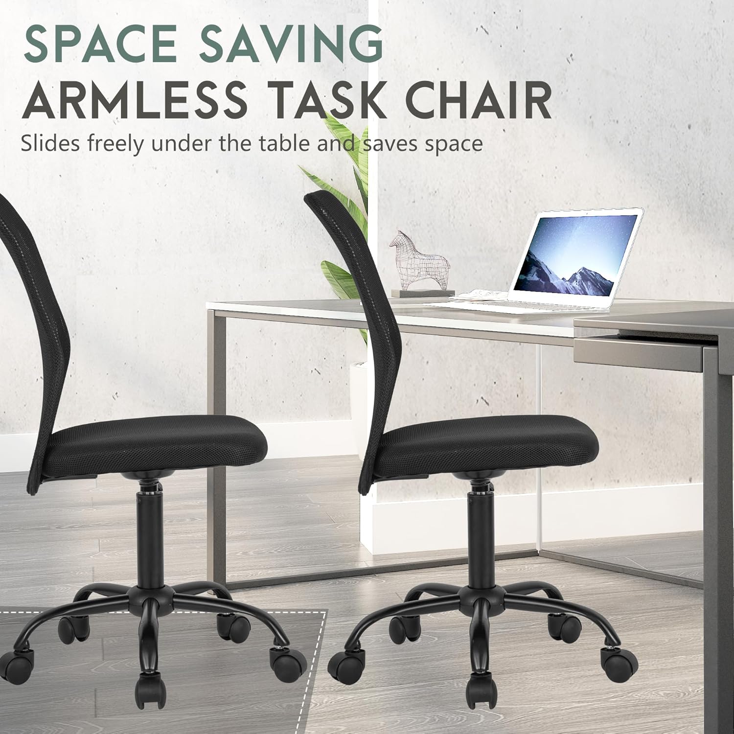 PayLessHere Office Chair Desk Chair Ergonomic Mesh Computer Chair Back Support Modern Executive Mid Back Rolling Swivel Back Support Chair for Home Office (Black)