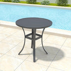 Anmutig 27.5 Inch Round Outdoor Metal Table for 2, Patio Bistro Table with Curved Legs, All Weather Slatted Table for Lawn, Garden, Balcony, Deck, Black