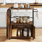 YITAHOME Kitchen Island Cart with Power Outlet, 36 Inch Mobile Kitchen Cart with Open Shelves, Rolling Portable Serving Utility Carts on Wheels with Storage for Kitchen, Dining Room, Brown