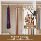 ZEDODIER Belt Organizer for Closet, Heavy-Duty Rotating Belt Hanger Tie Rack Holds up to 24 Belts, Hanging Space Saving Metal Belt Holder for Closet Storage