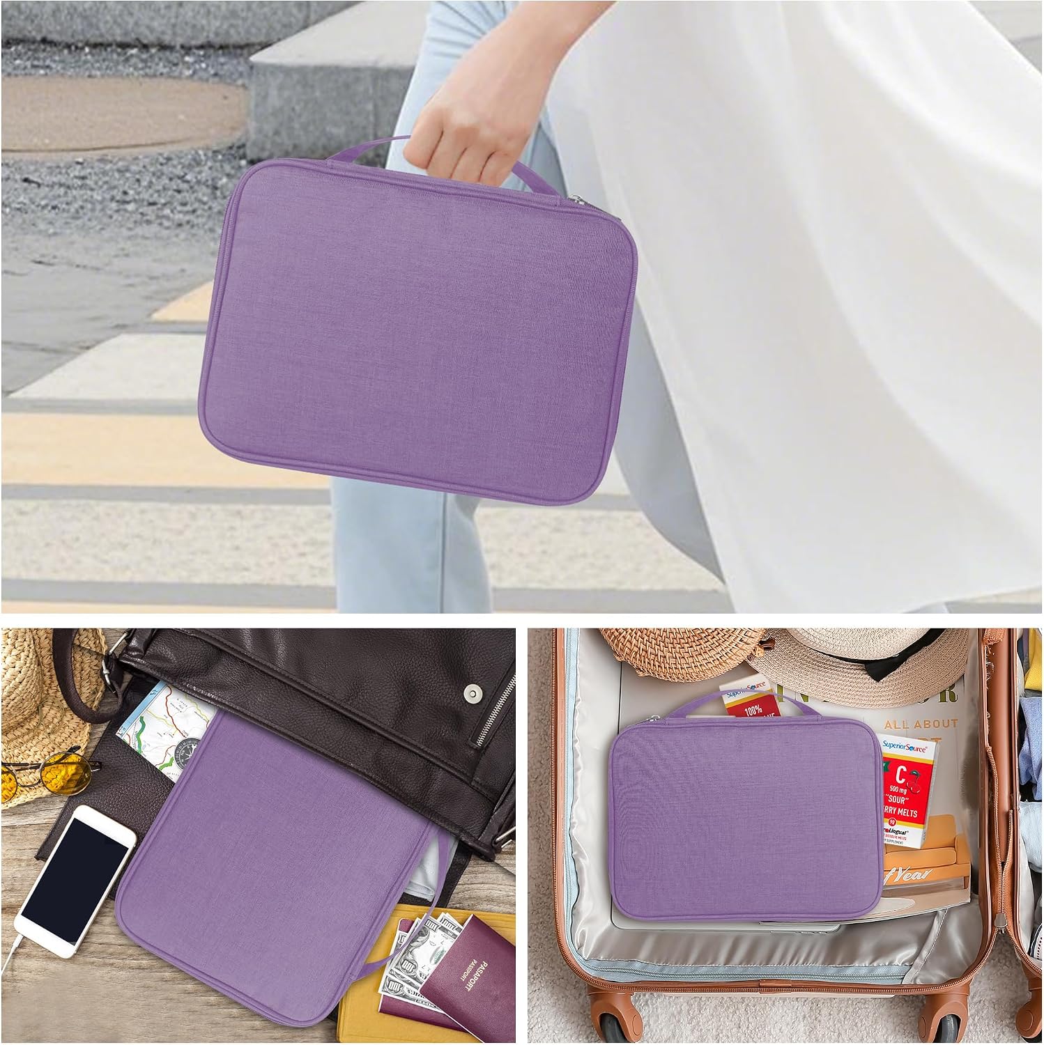 Watch Band Case, Watch Band Storage Organizer Compatible with 35 Watch Bands and Accessories, Watch Straps Carrying Case, Watch Band Holder Fit for Most Sizes of Watch Straps, Purple