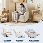 GarveeHome Power Recliner Chair, 270° Swivel Rocking Glider with USB Charging Port, Chenille Upholstered Fabric, Ergonomic Modern Nursery Chair for Living Room, Bedroom, Nursery (Beige)