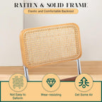 KCC Modern Dining Chairs Set of 2, Faux Leather Rattan Chair,Brown | Mid Century Kitchen Side Chairs with Metal Legs and Upholstered Seat for Dining Room,Living Room,Bedroom